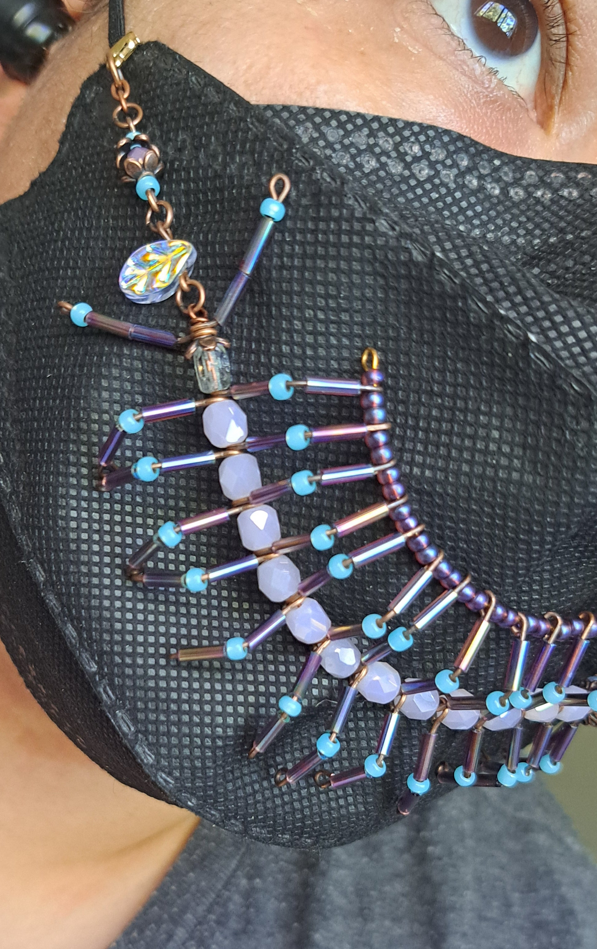 Handcrafted "Blue/Lavendar Maskipede" Mask Chain