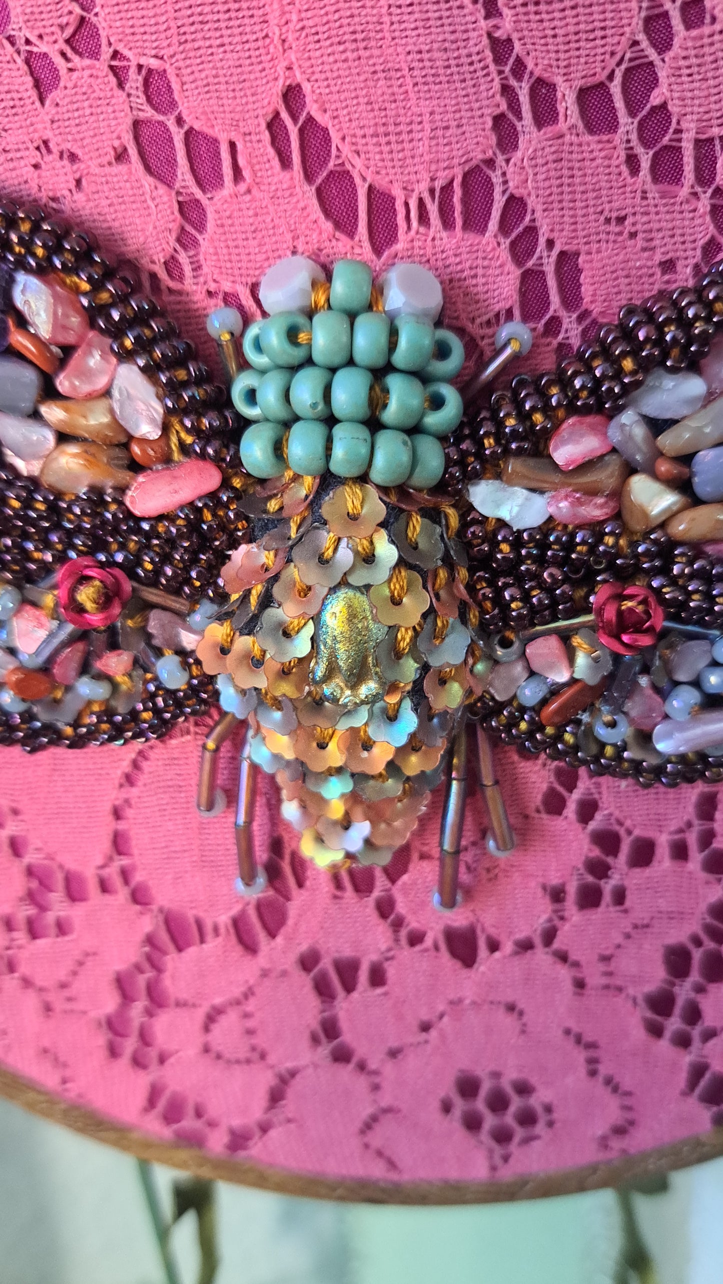 Handcrafted Beaded Cicada Wall Hanger