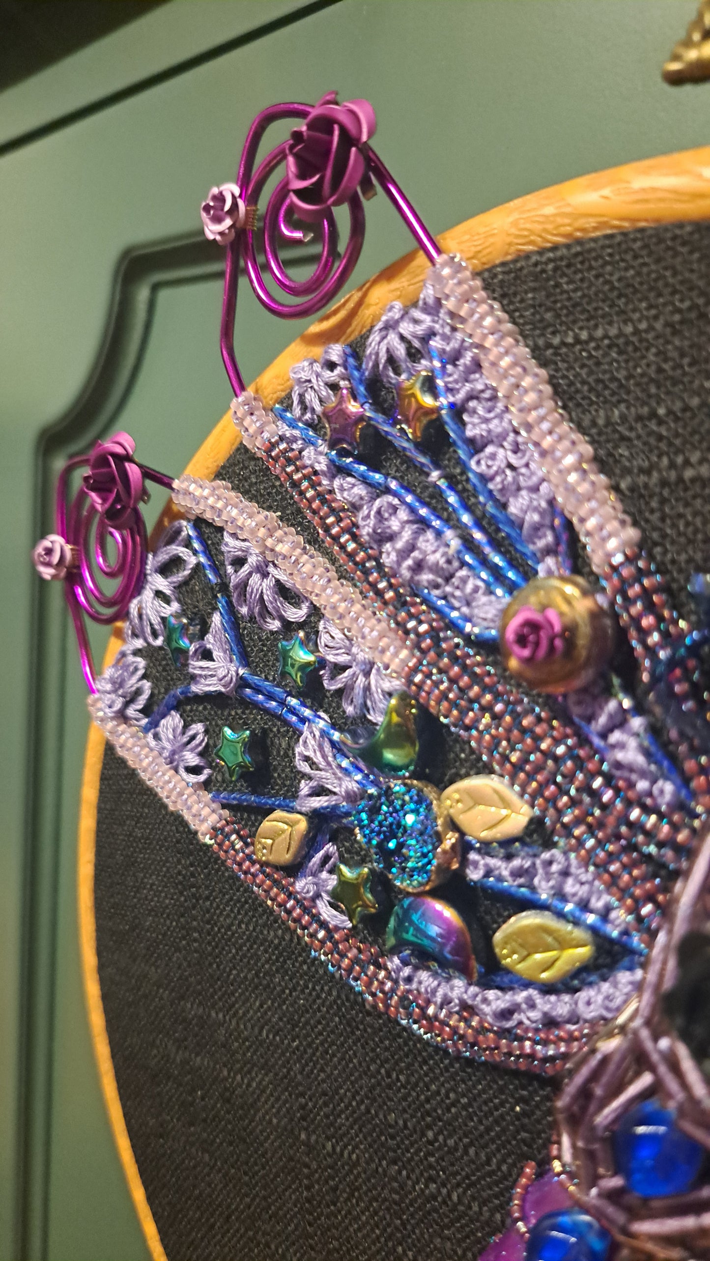 Handcrafted Embroidered "Howl's Dragonfly" Beaded Wall Hanger