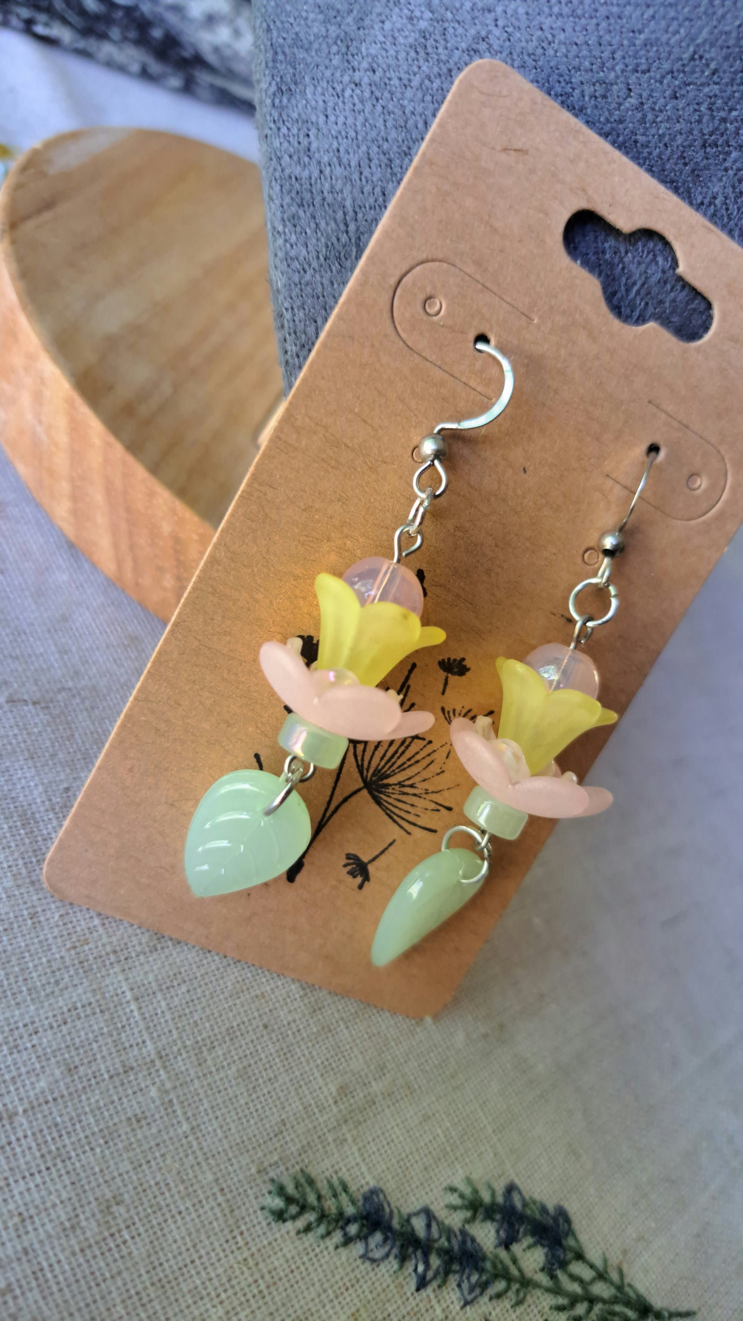 Handcrafted Flower Dangle Earrings