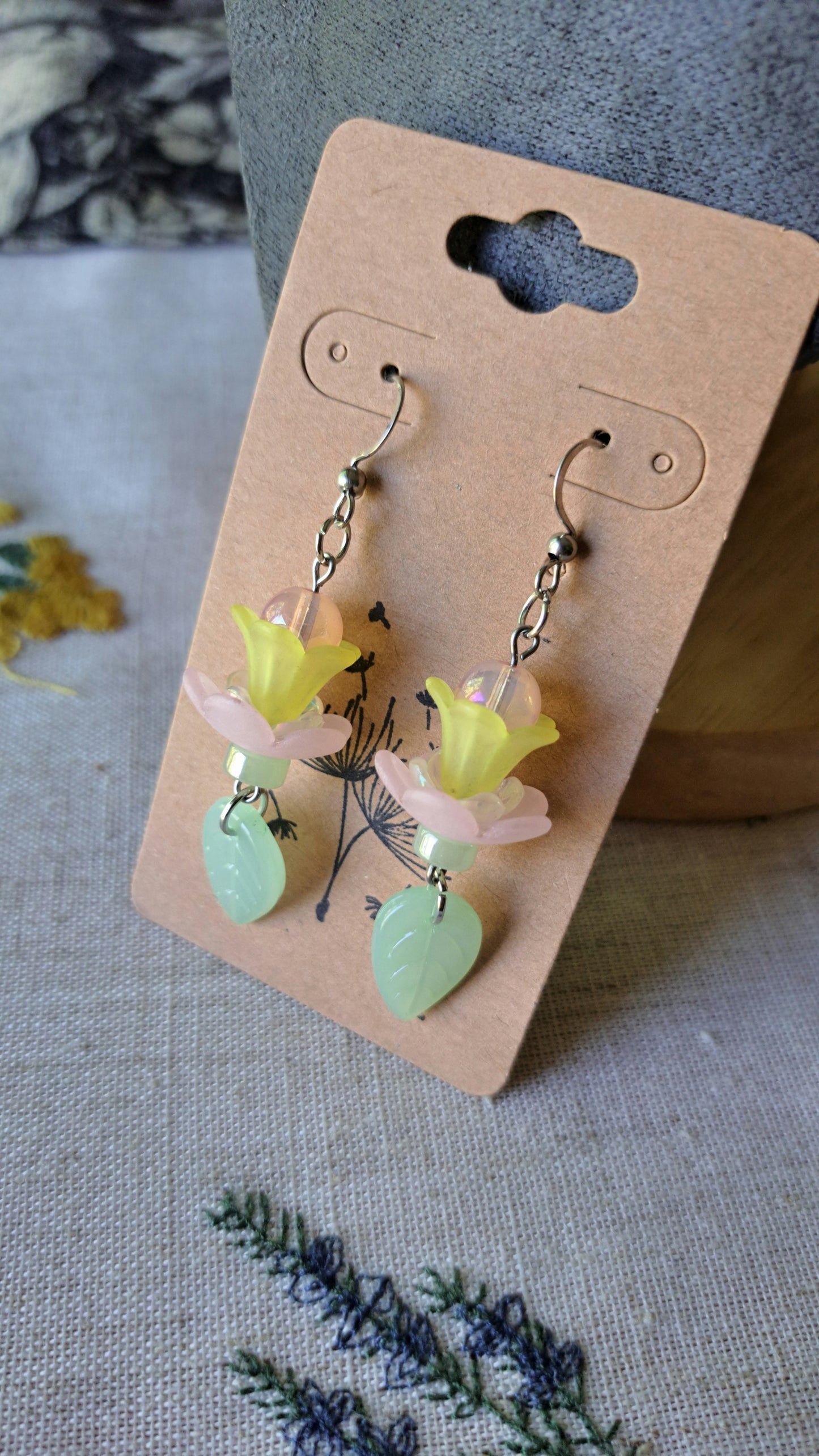Handcrafted Flower Dangle Earrings