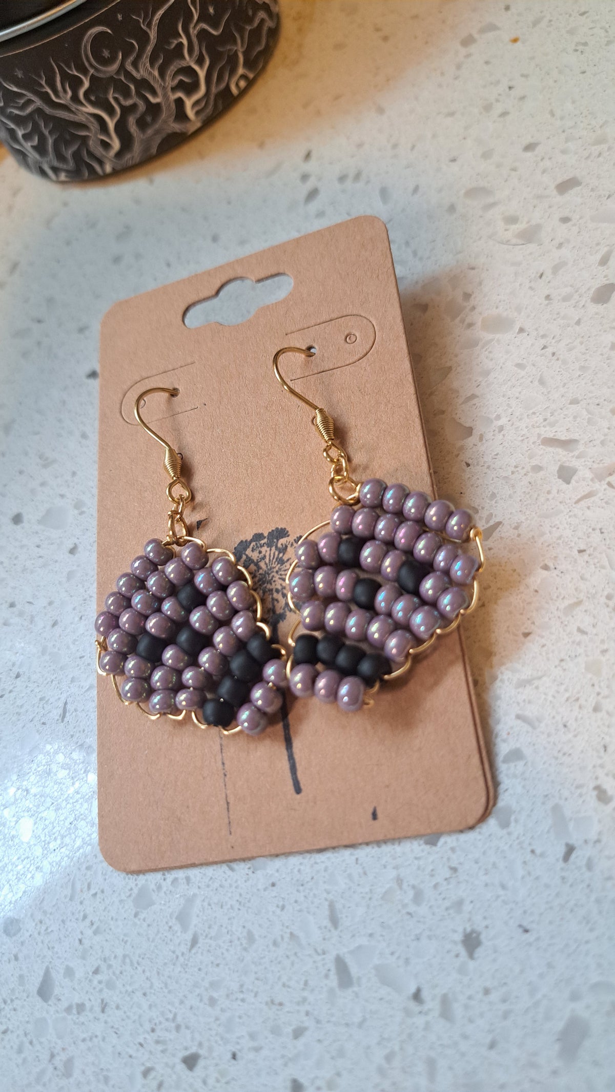 Hancrafted Purple Skull Earrings