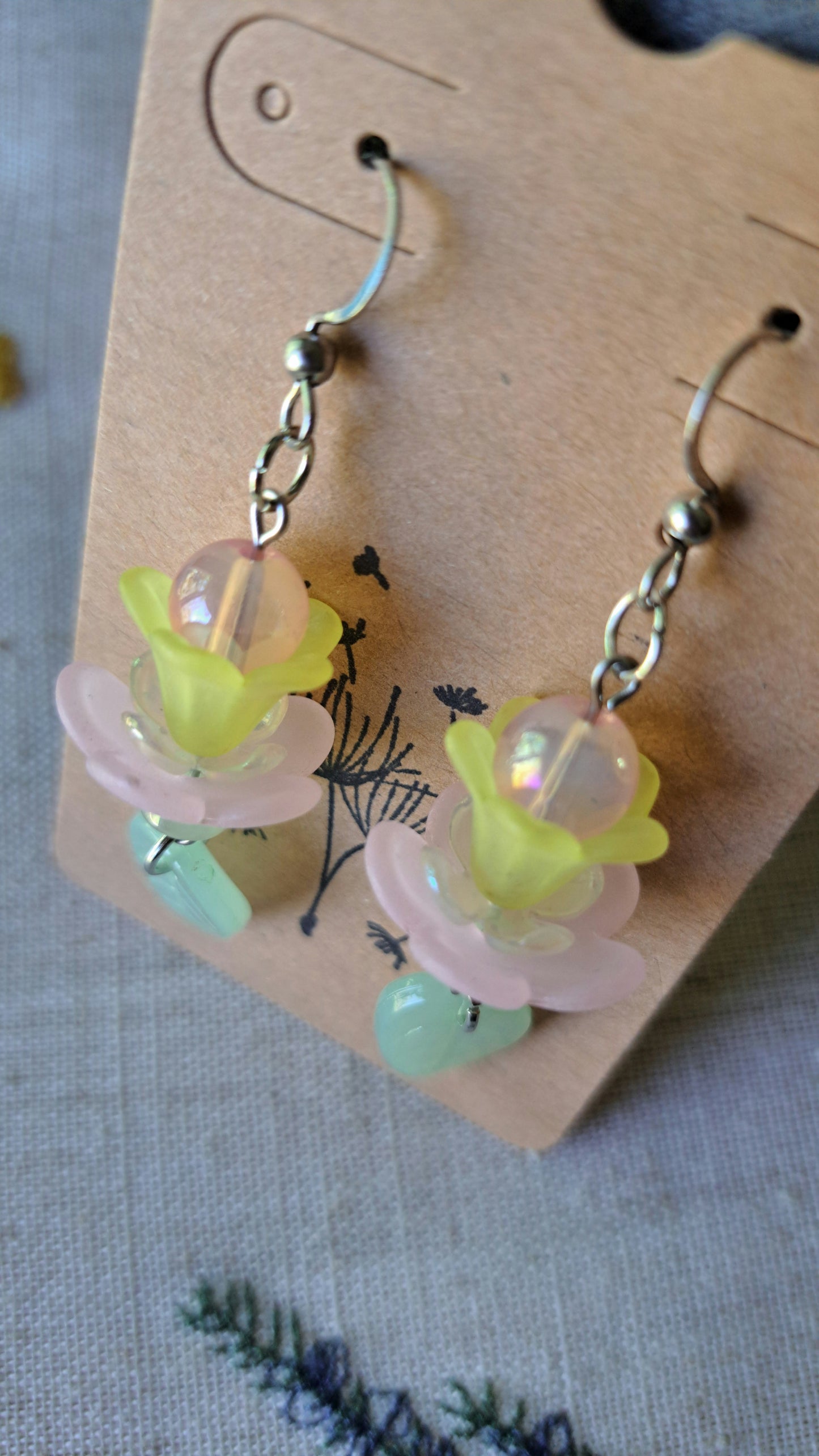 Handcrafted Flower Dangle Earrings
