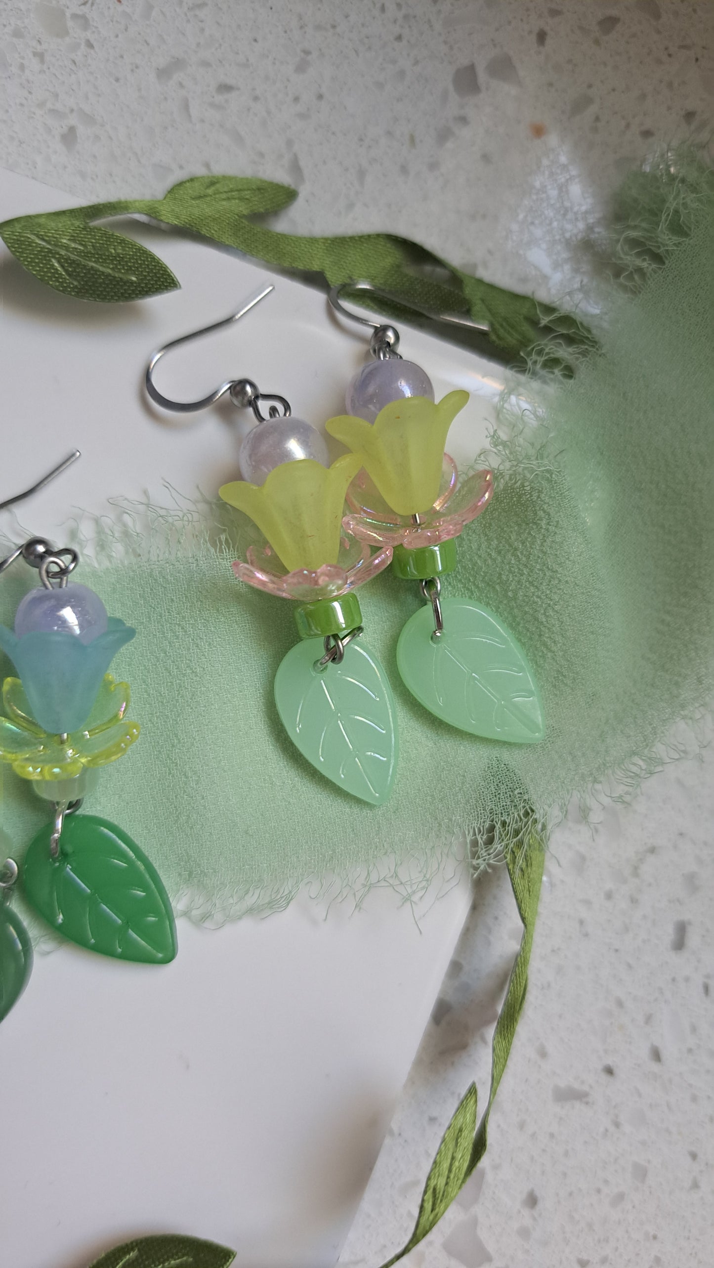 Handcrafted Flower Dangle Earrings