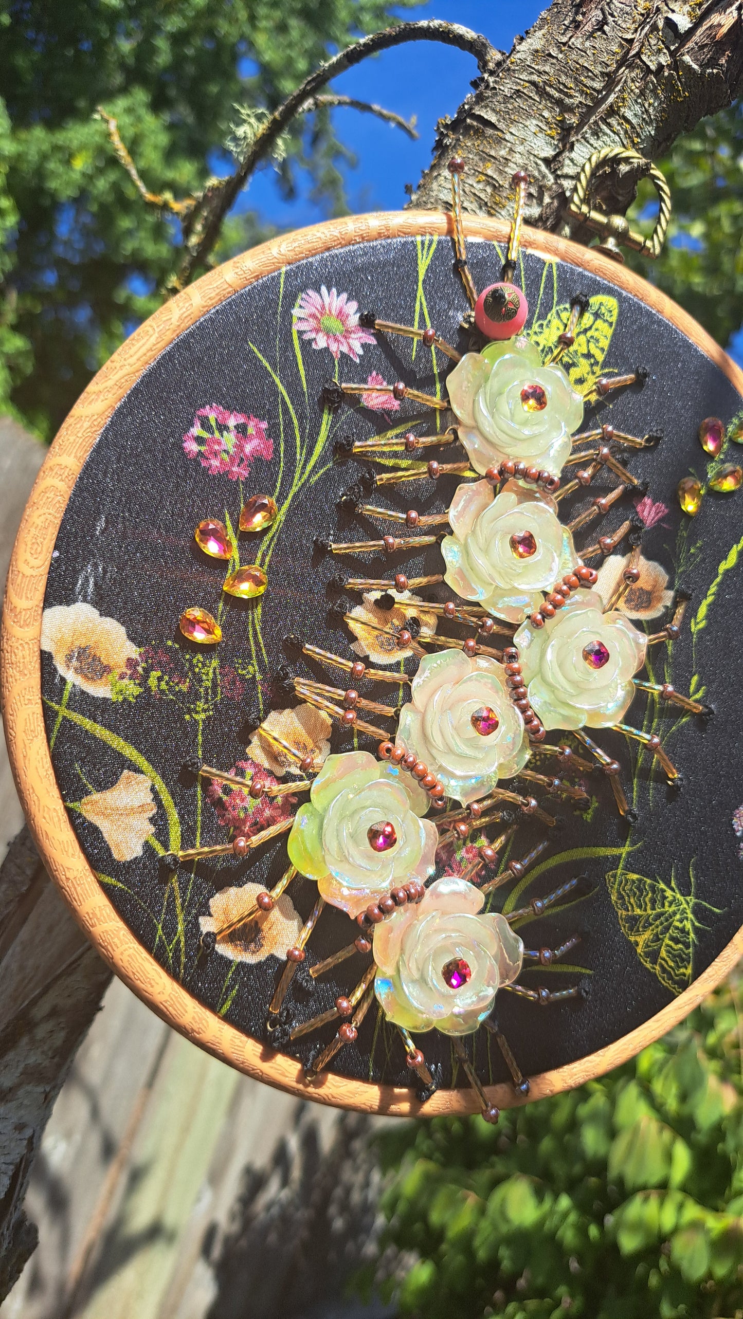 Handcrafted Bead "Flora Centipede" Wall Hanger