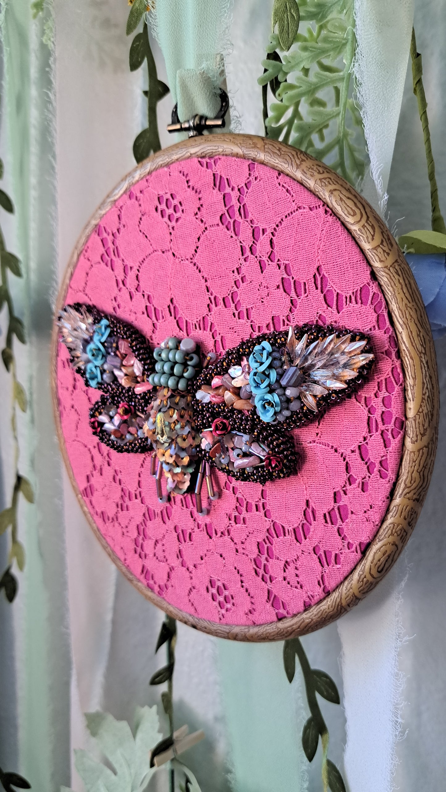 Handcrafted Beaded Cicada Wall Hanger