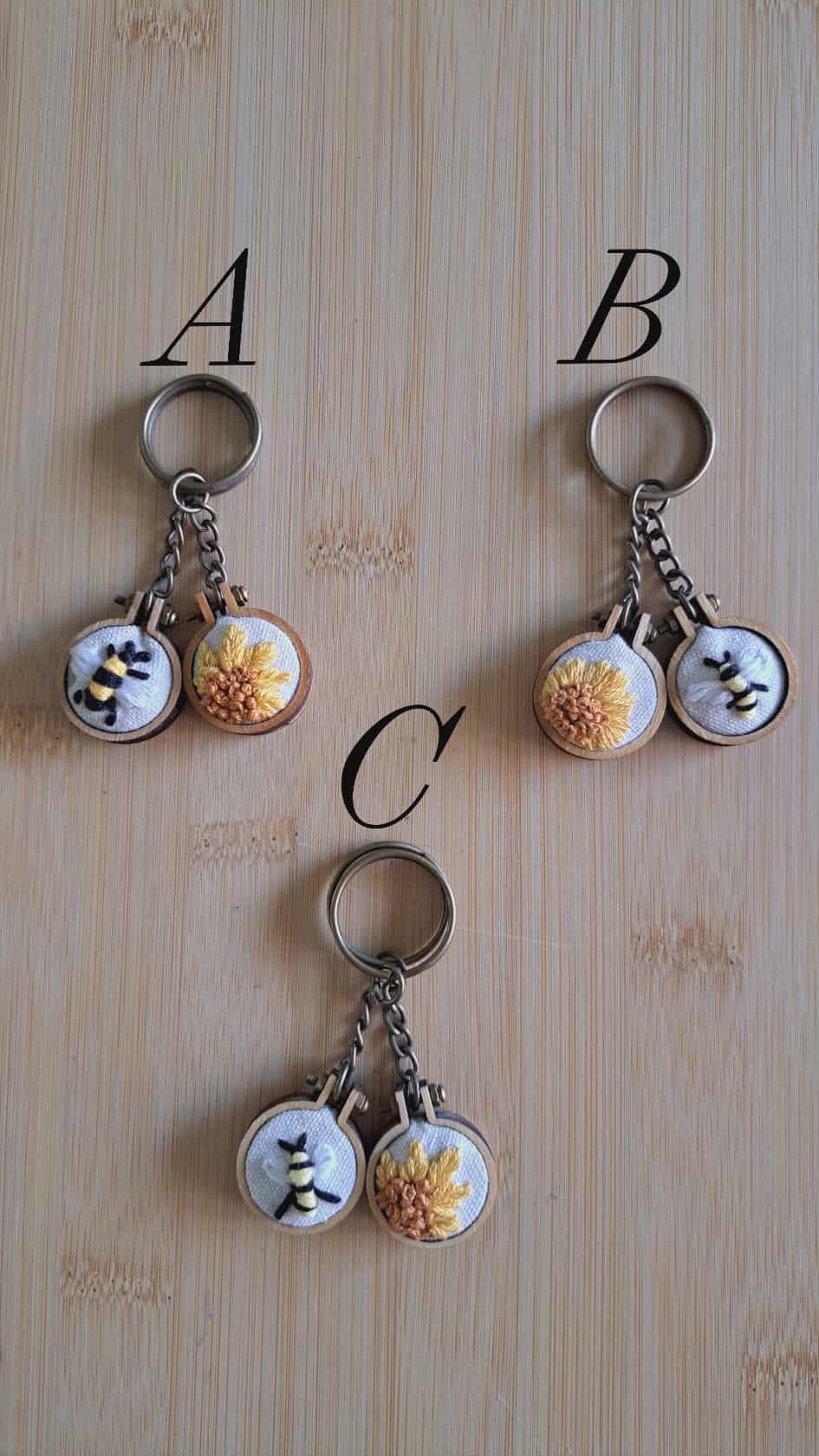 Handcrafted Embroidered Duo Keychain