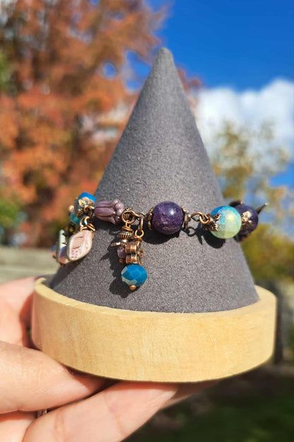 Handcrafted Purple/Teal Bead Bracelet