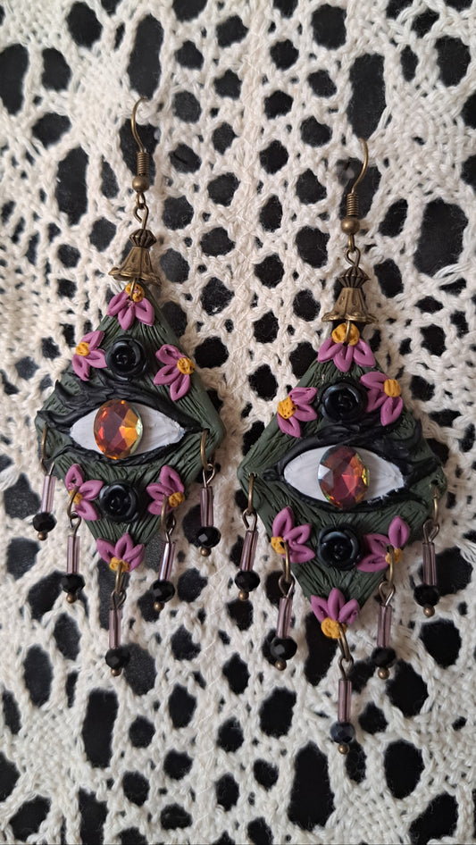 Handmade Polymer Clay "The Eye" Earrings