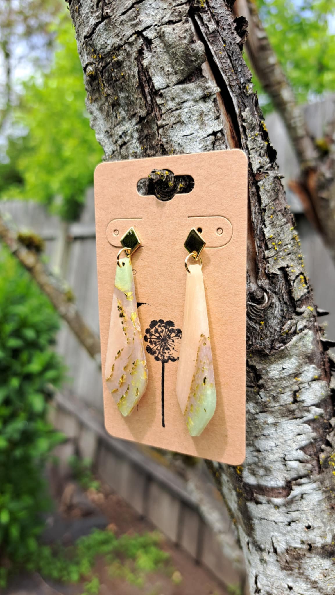 Agate Effect Polymer Clay Dangle Earrings (A)