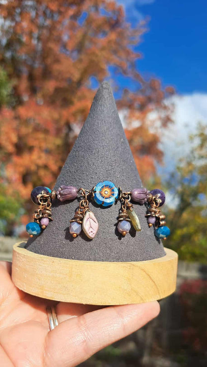 Handcrafted Purple/Teal Bead Bracelet