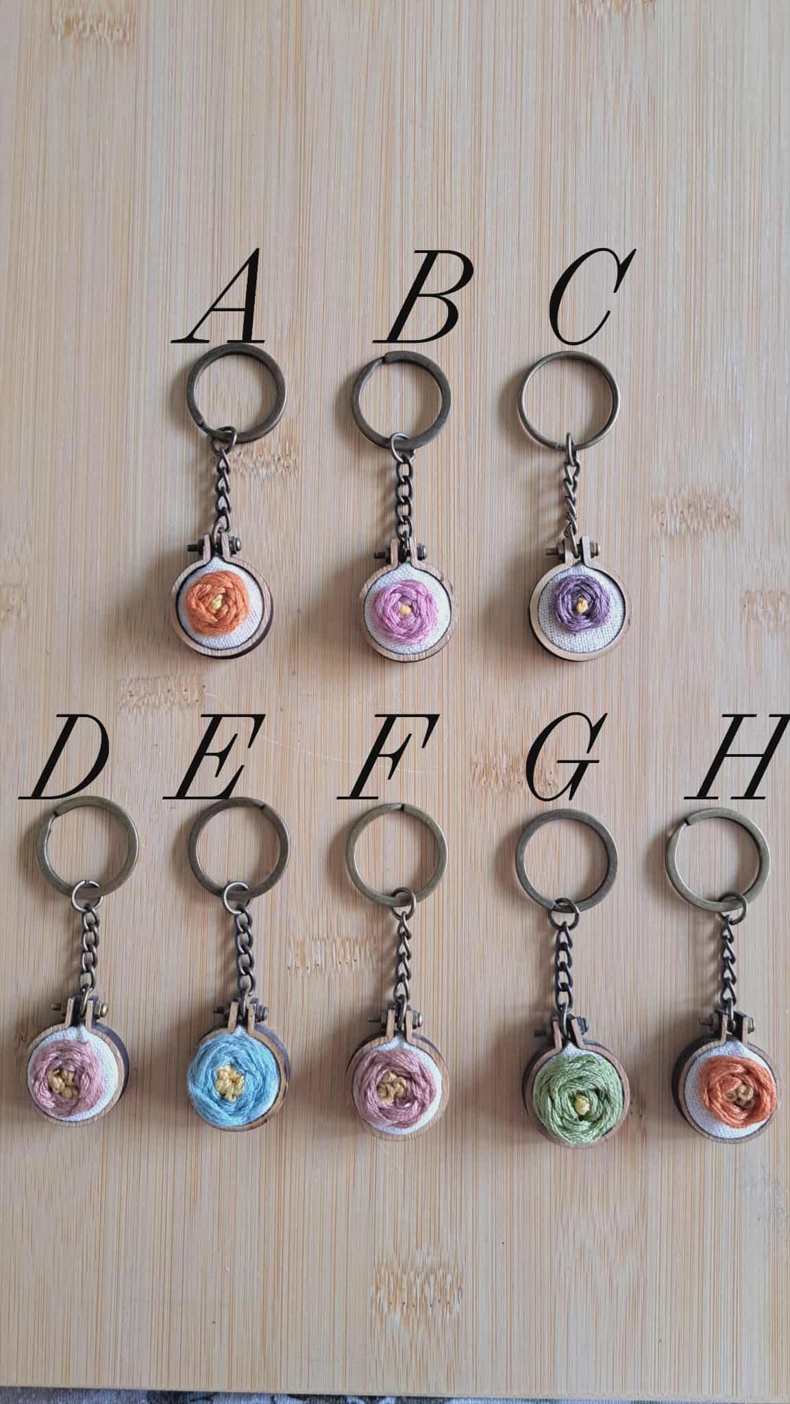 Handcrafted Embroidered Flower Keychain