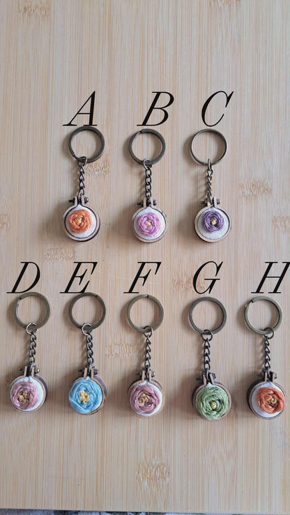 Handcrafted Embroidered Flower Keychain