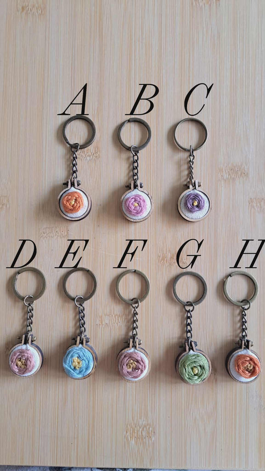 Handcrafted Embroidered Flower Keychain