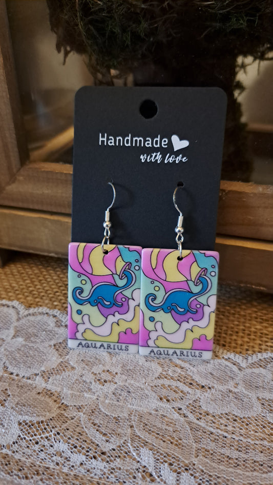 Acrylic "Aquarius" Zodiac Sign Earrings