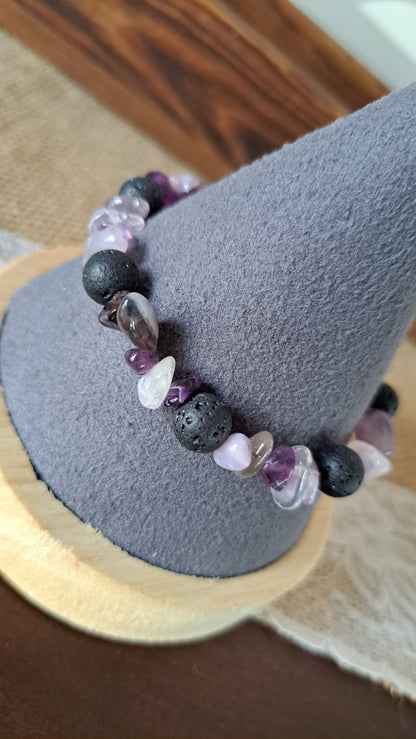 Handcrafted Amethyst & Lava Rock Single Band Braclet