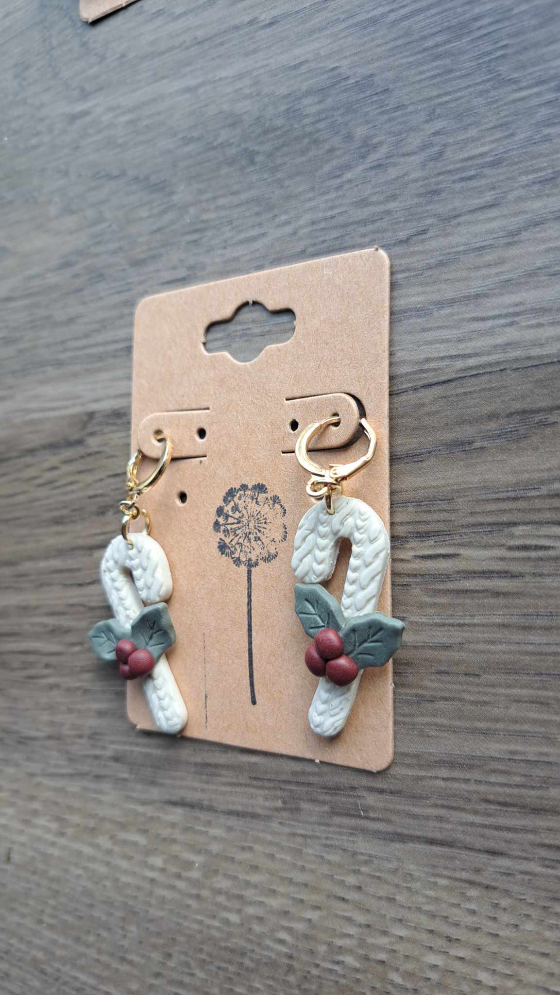 Sweater Candy Cane Polymer Clay Dangle Earrings (F)