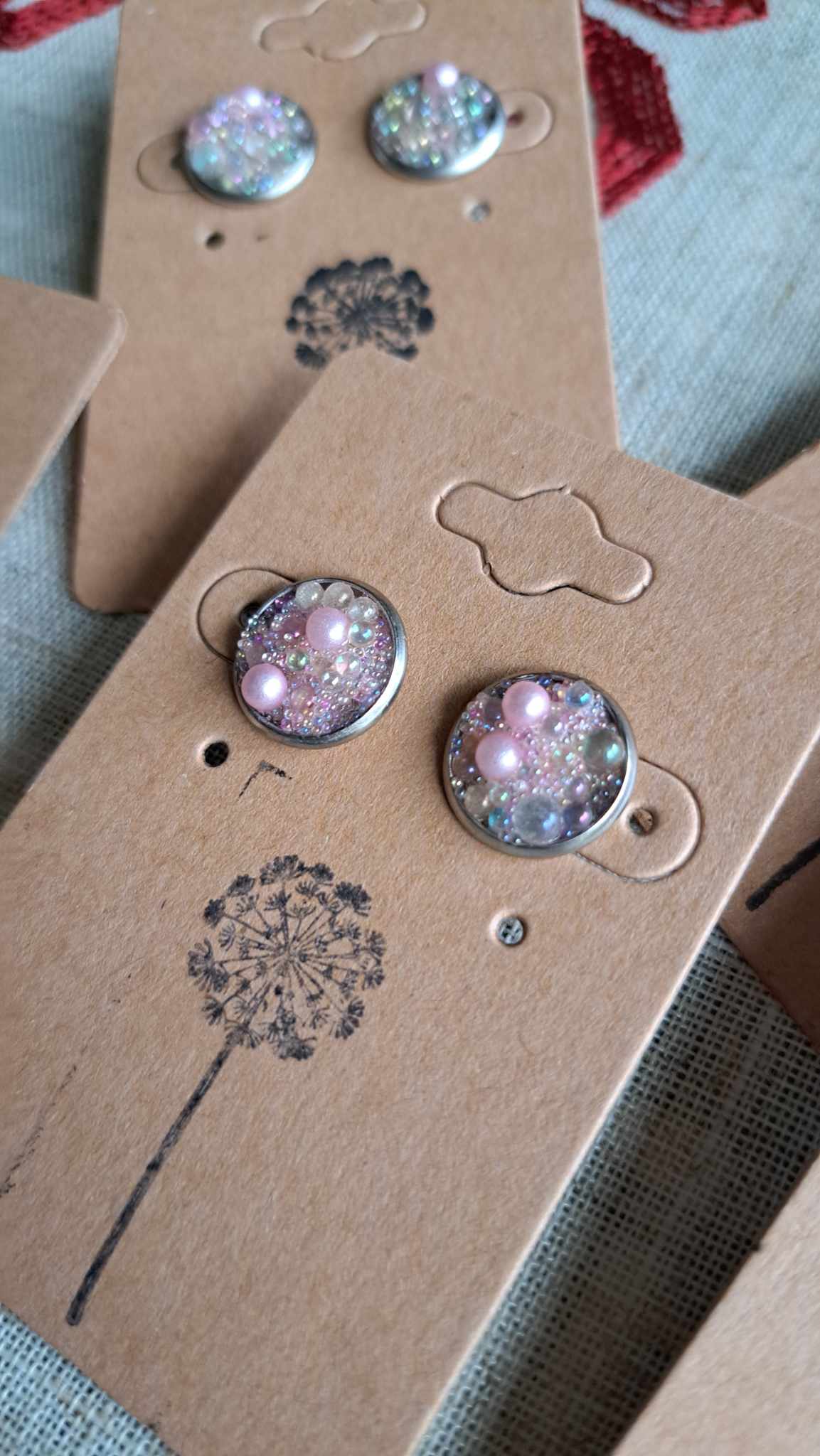 Round Bezel Style Bobo Bubble "Pink Passion" Earrings