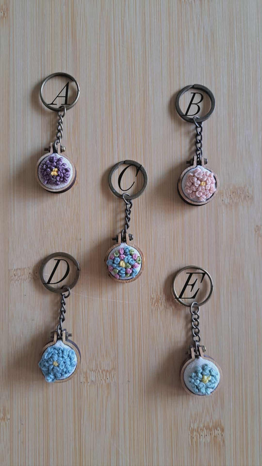 Handcrafted Embroidered Flower Keychains