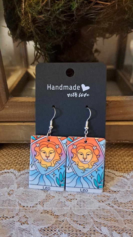 Acrylic "Leo"  Zodiac Earrings