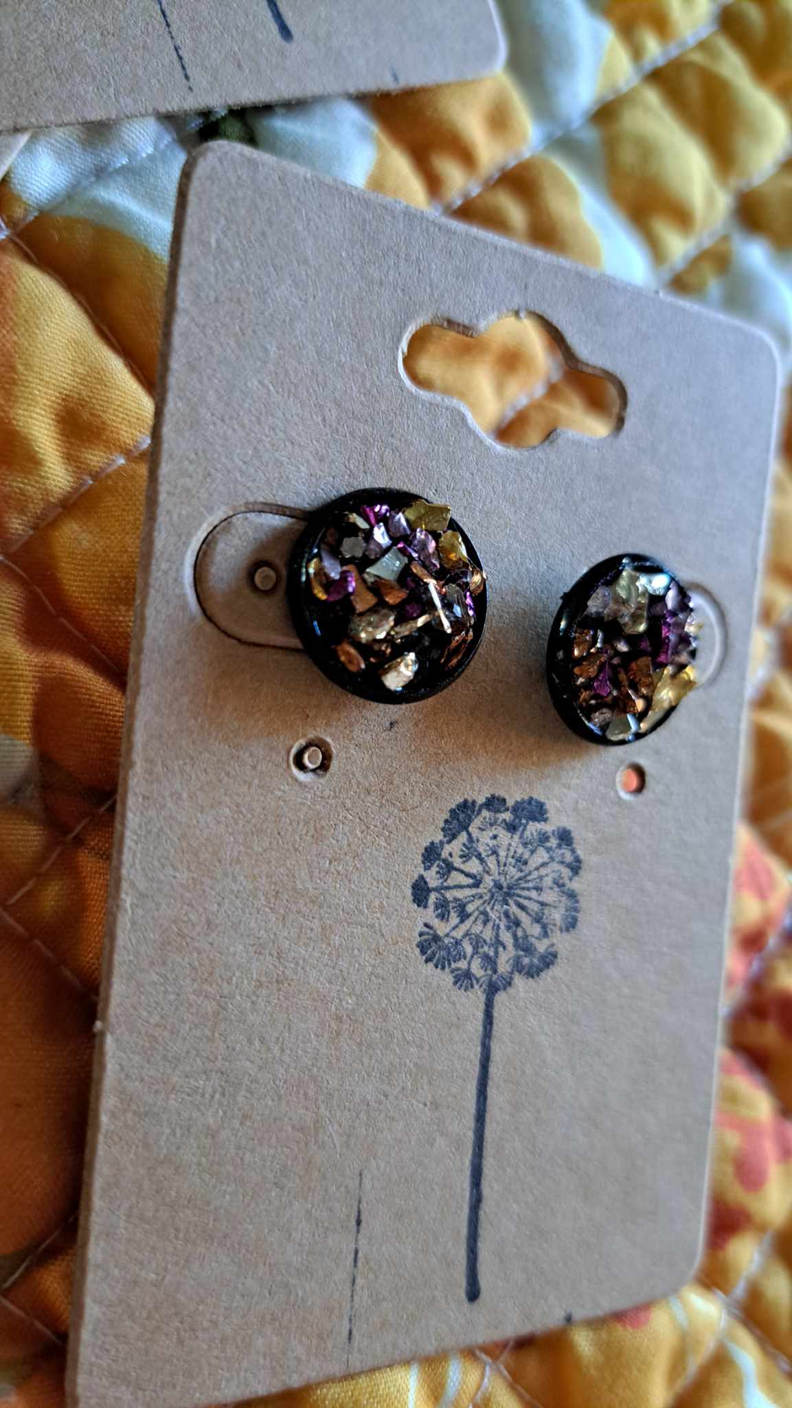 Round Bezel Style Gravel "Royalty" Earrings