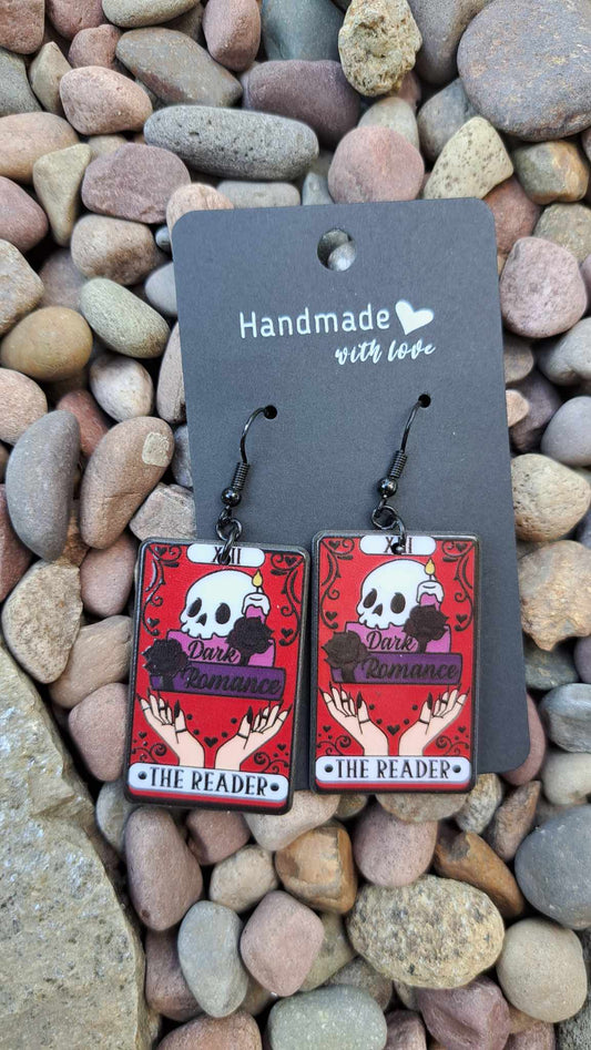 Acrylic "Dark Romance The Reader" Card Earrings