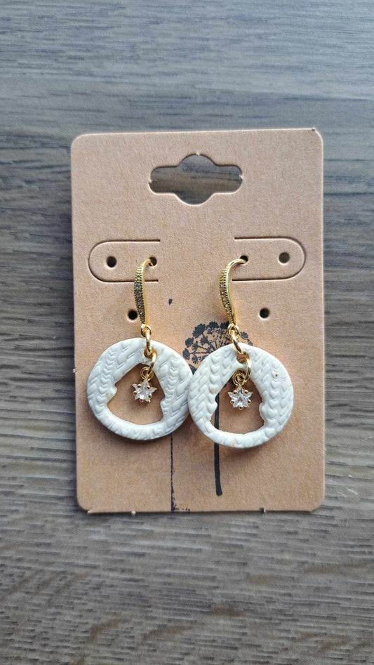 Sweater Small Round Polymer Clay Dangle Earrings (G)