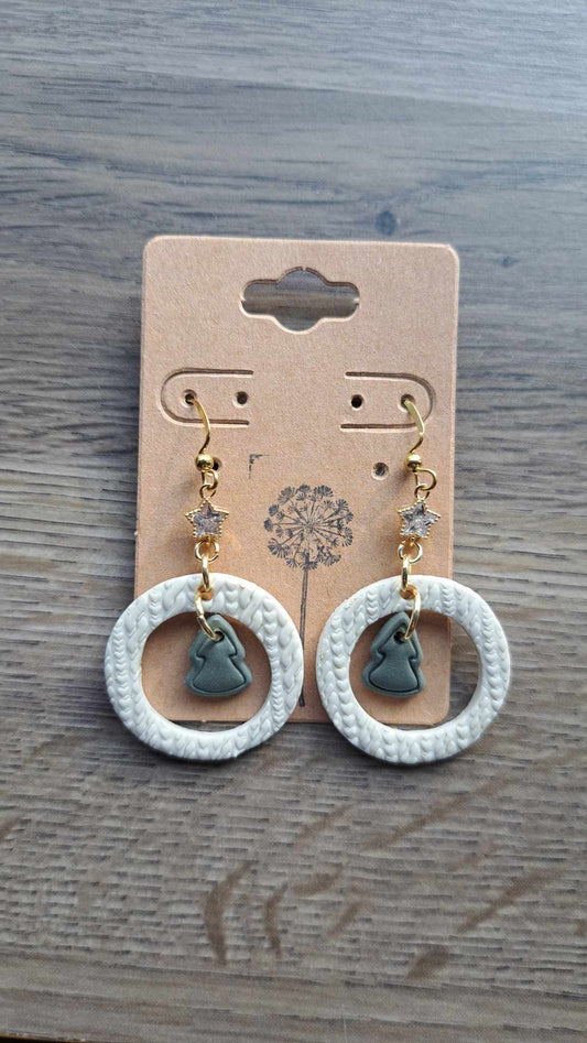 Sweater Ring Polymer Clay Dangle Earrings (M)