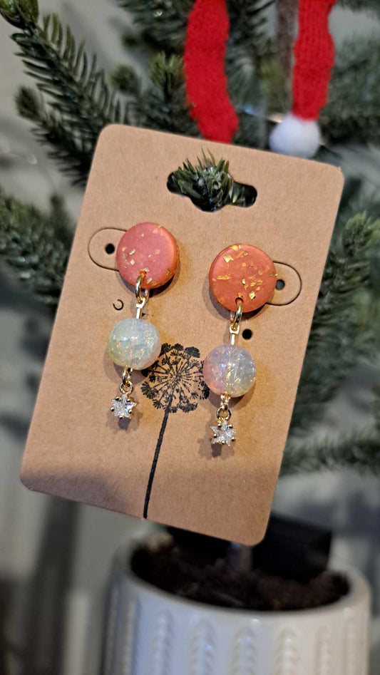 Round Bead Polymer Clay Dangle Earrings (D4)