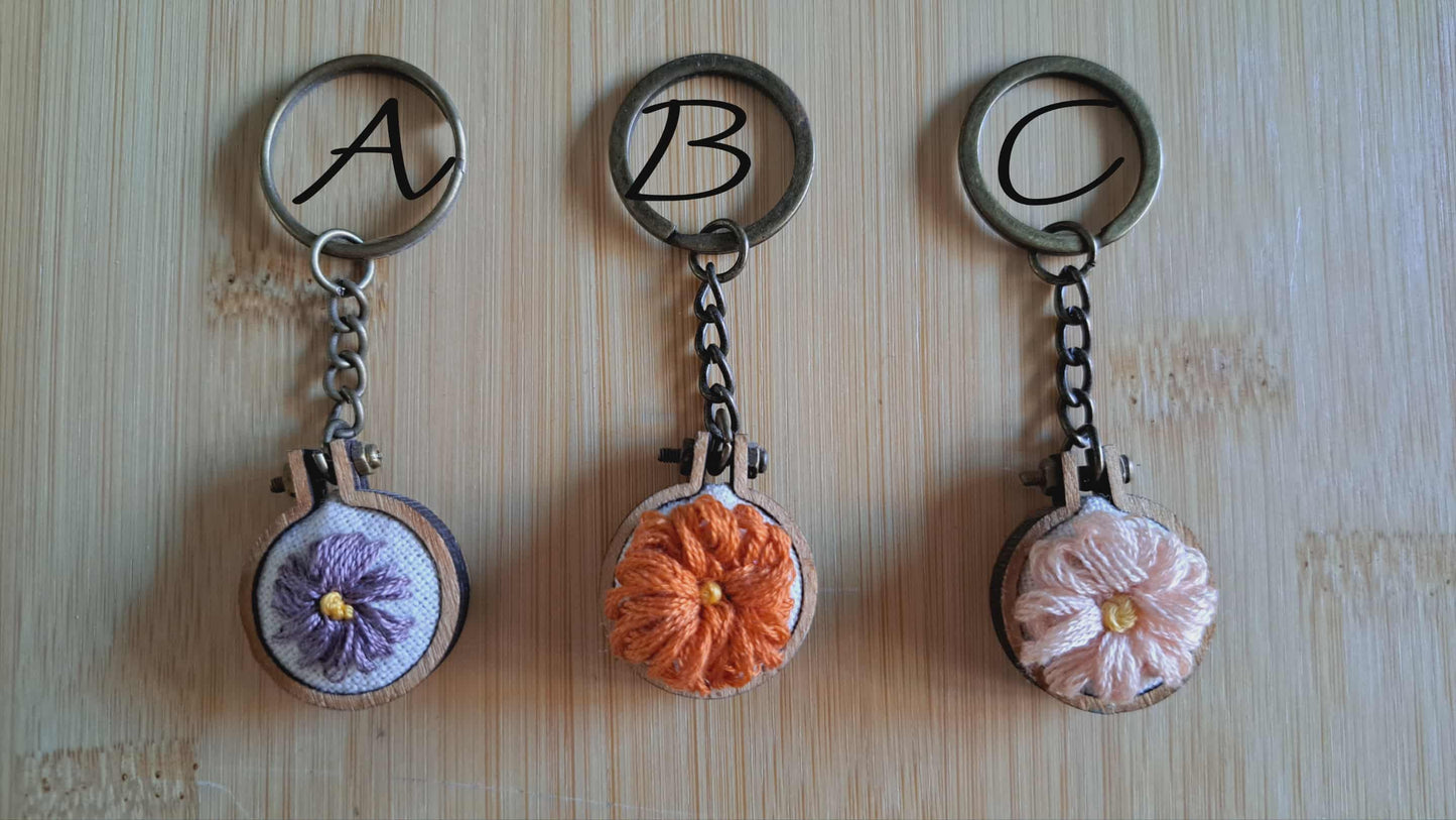 Handcrafted Embroidered Random Flower Keychain