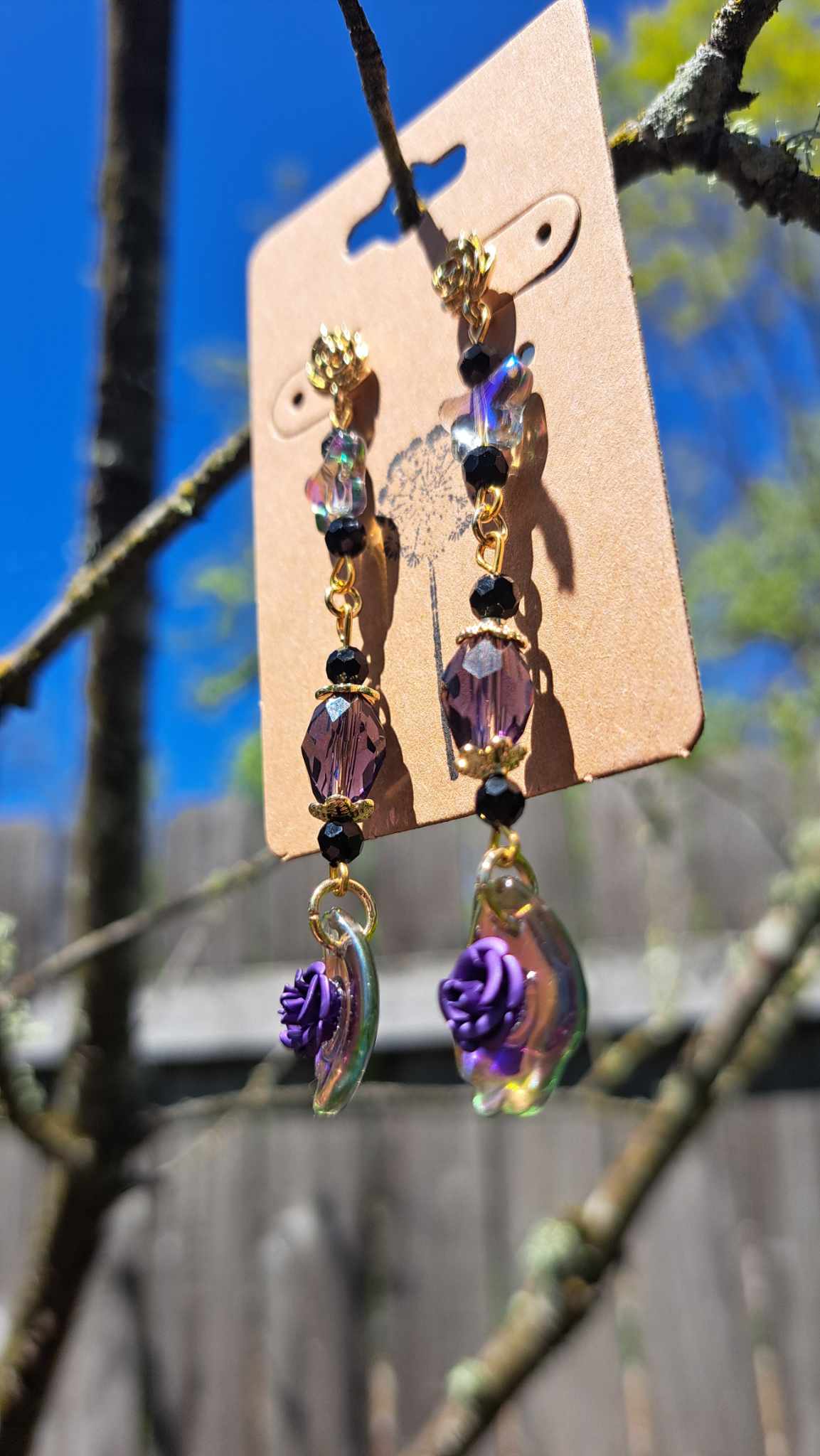 Handcrafted "Dark Butterfly" Dangle Earrings (C)