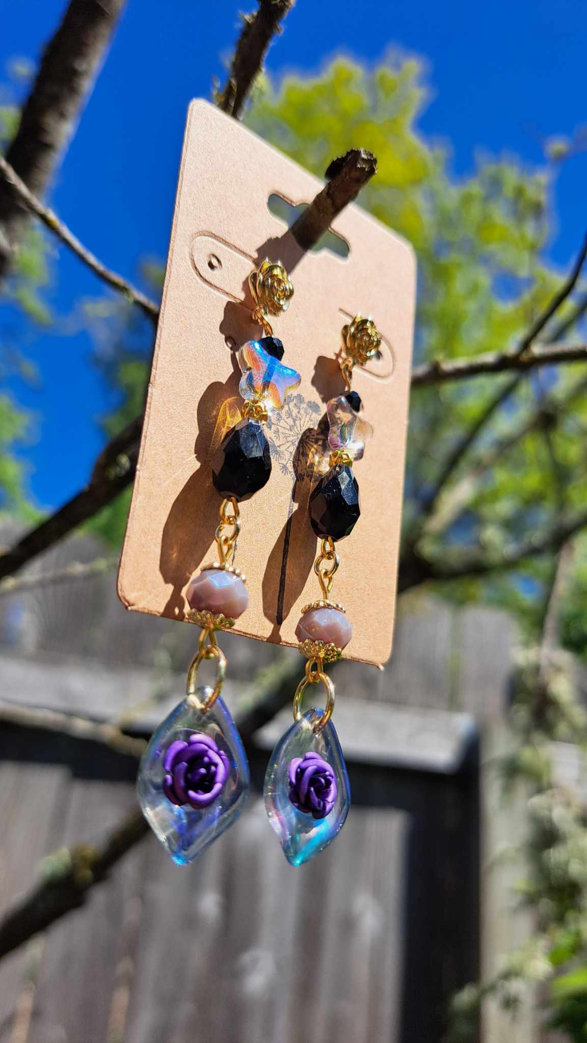 Handcrafted "Dark Butterfly" Dangle Earrings (D)