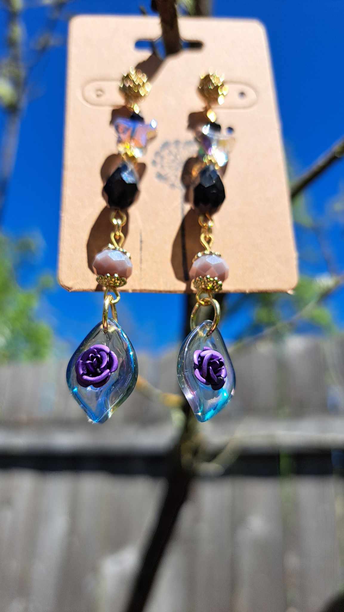 Handcrafted "Dark Butterfly" Dangle Earrings (D)