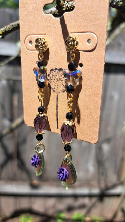 Handcrafted "Dark Butterfly" Dangle Earrings (C)