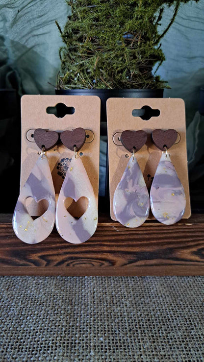 Marble Teardrop Polymer Clay Dangle Earrings