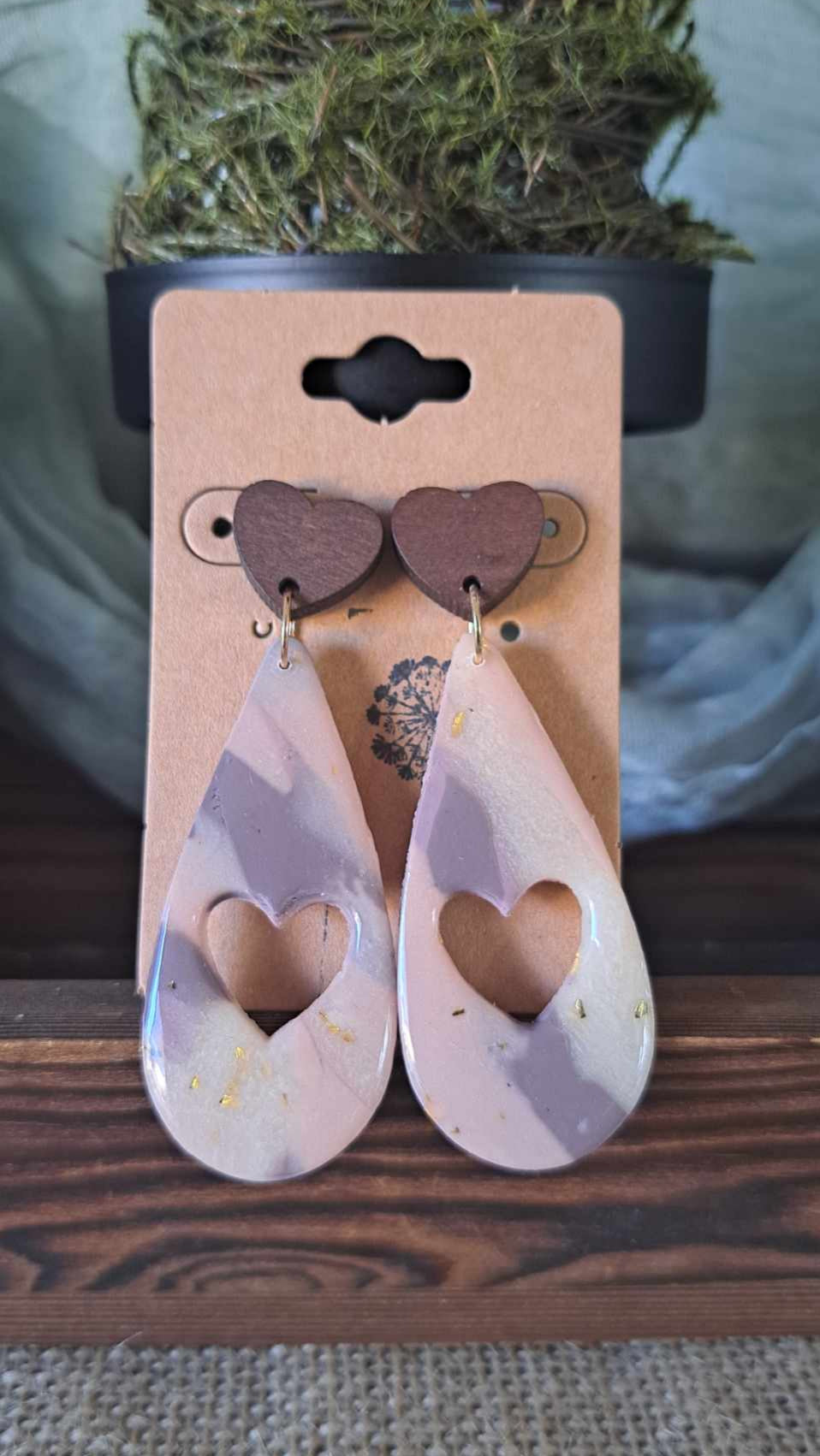 Marble Teardrop Polymer Clay Dangle Earrings