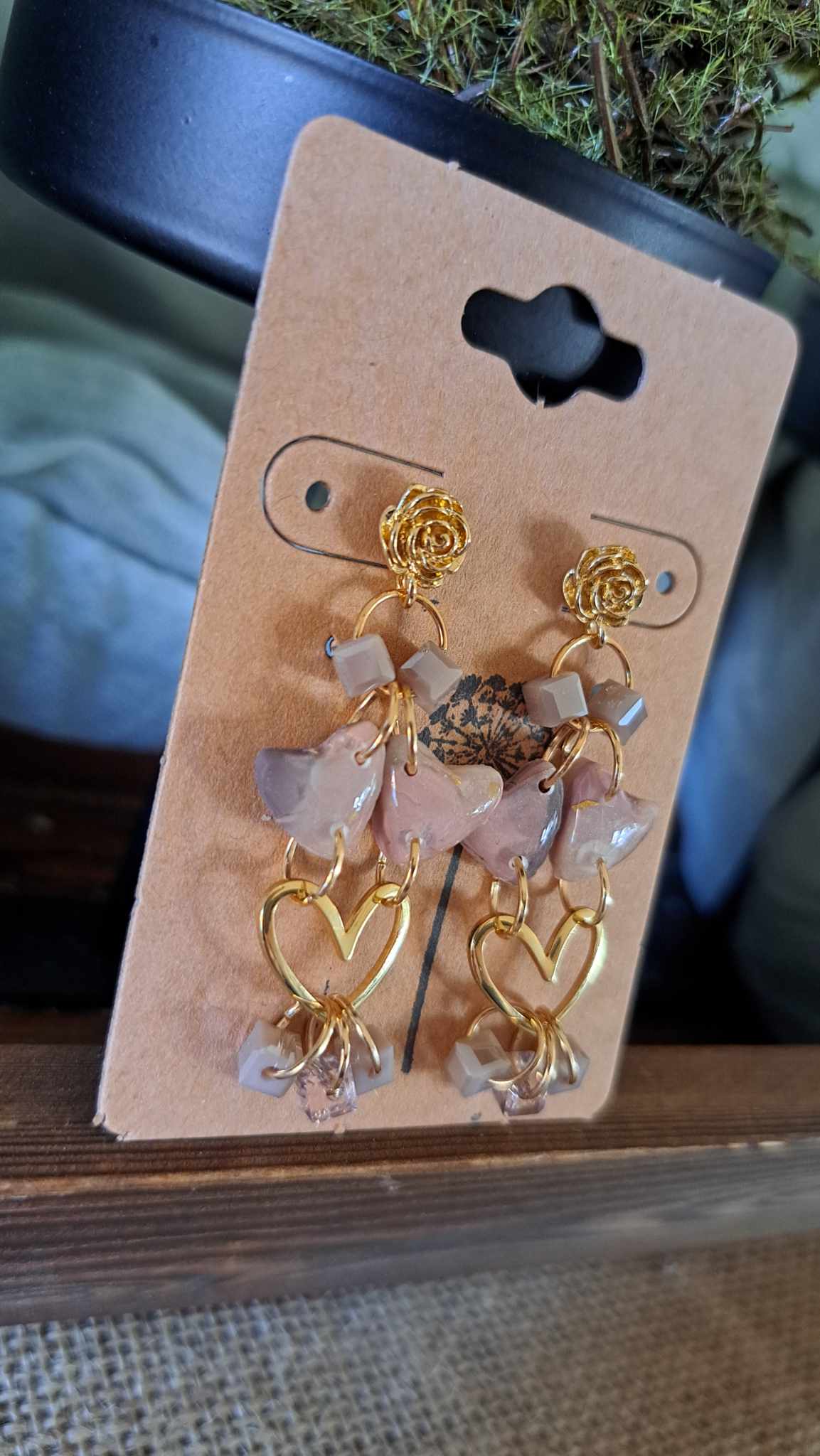 Marble Hearts Polymer Clay Dangle Earrings