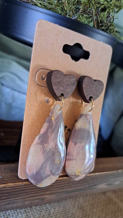 Marble Teardrop Polymer Clay Dangle Earrings