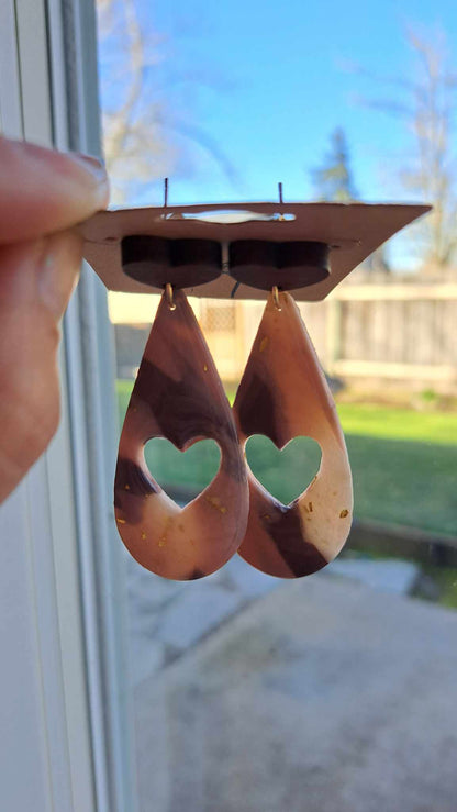 Marble Teardrop Polymer Clay Dangle Earrings