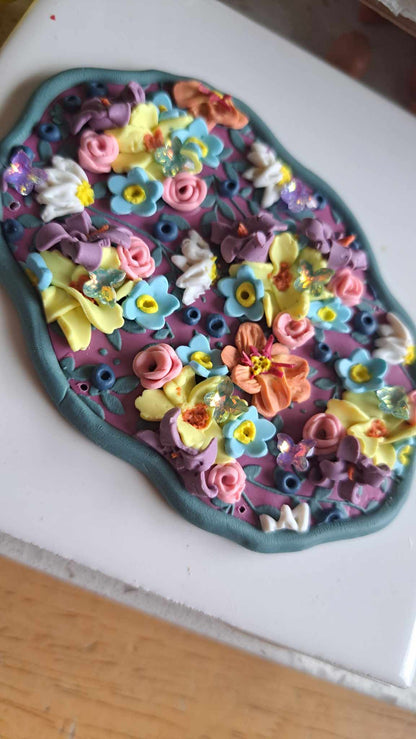 Handmade Spring Flowers Polymer Clay Wall Hanger