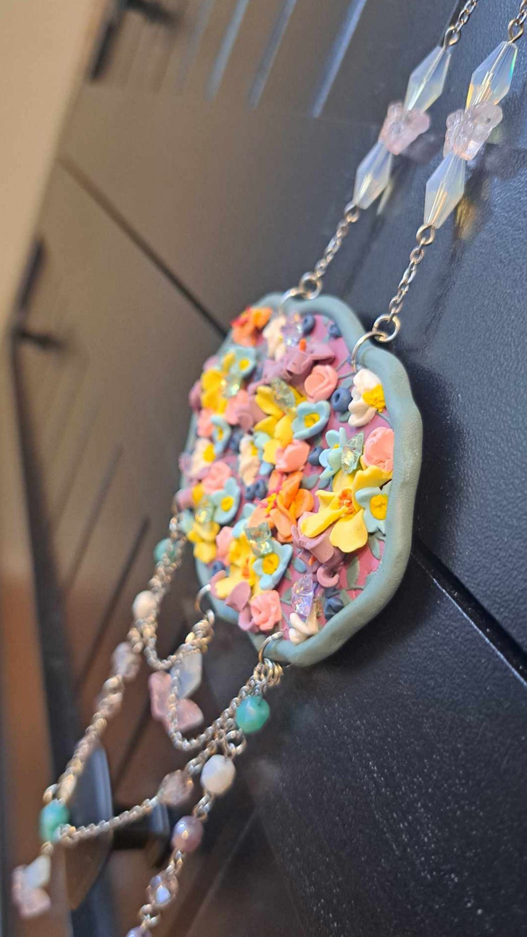 Handmade Spring Flowers Polymer Clay Wall Hanger