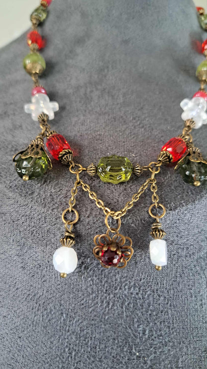 Handcrafted "Jolly Gingerbread" Bead Necklace
