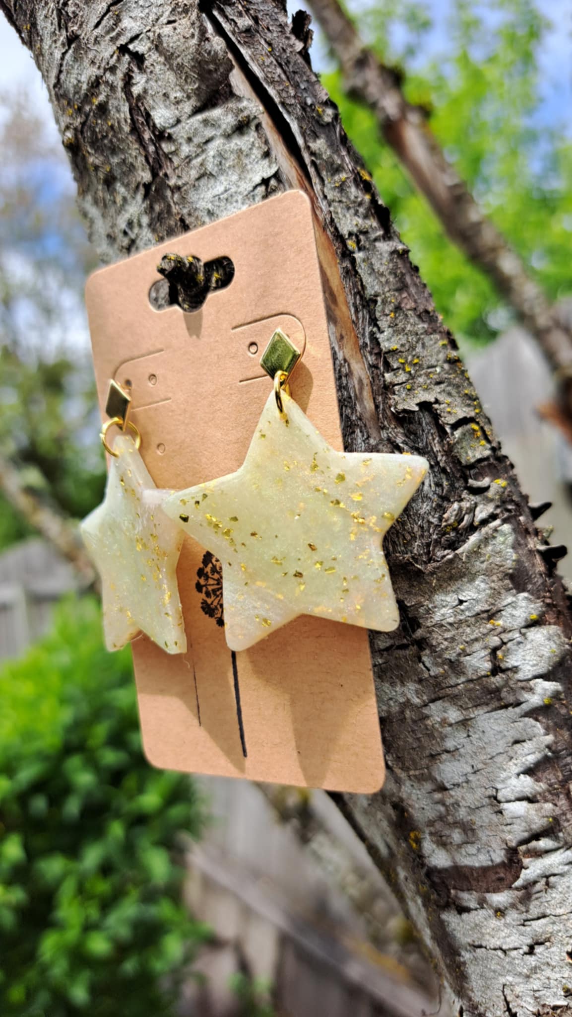 Sparkling Star Polymer Clay Dangle Earrings (D)