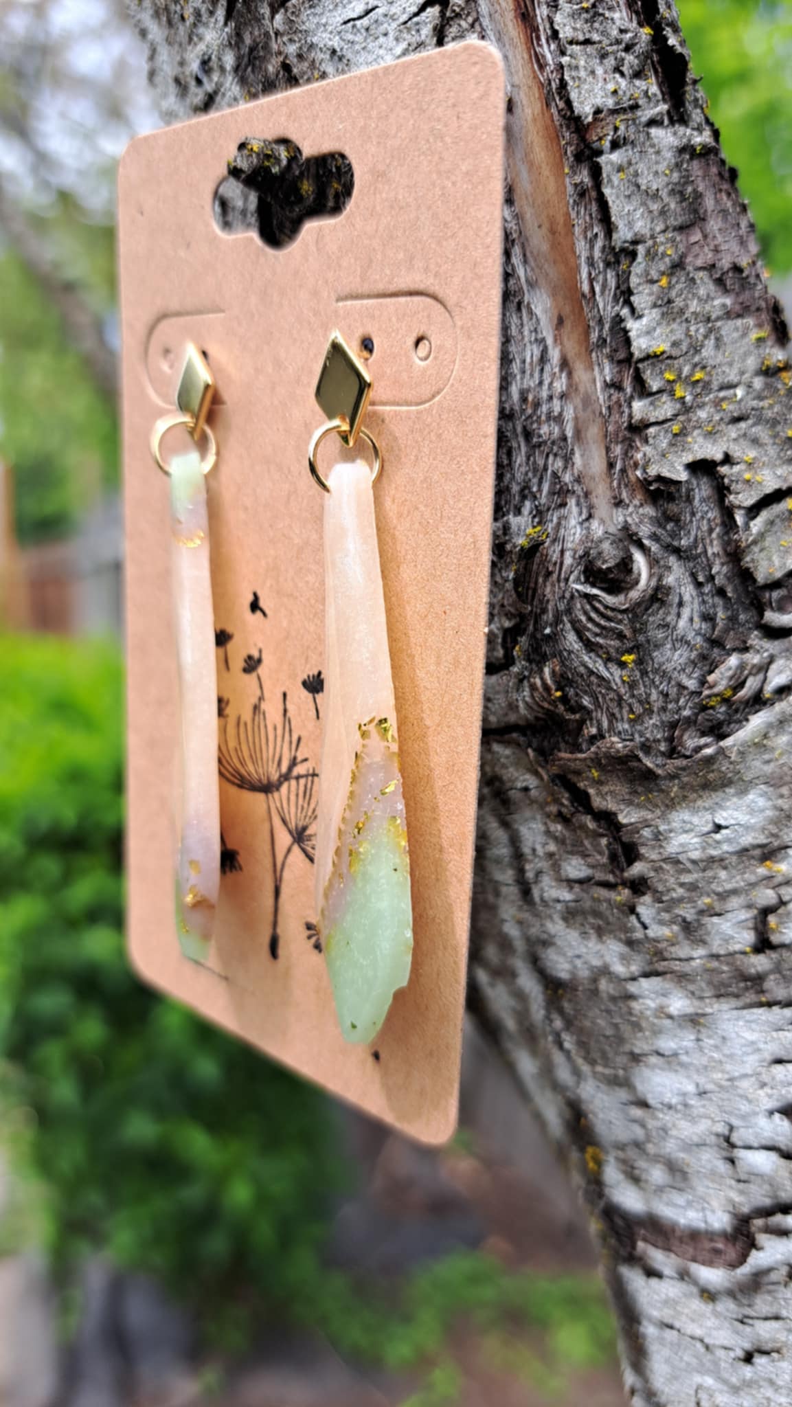 Agate Effect Polymer Clay Dangle Earrings (A)