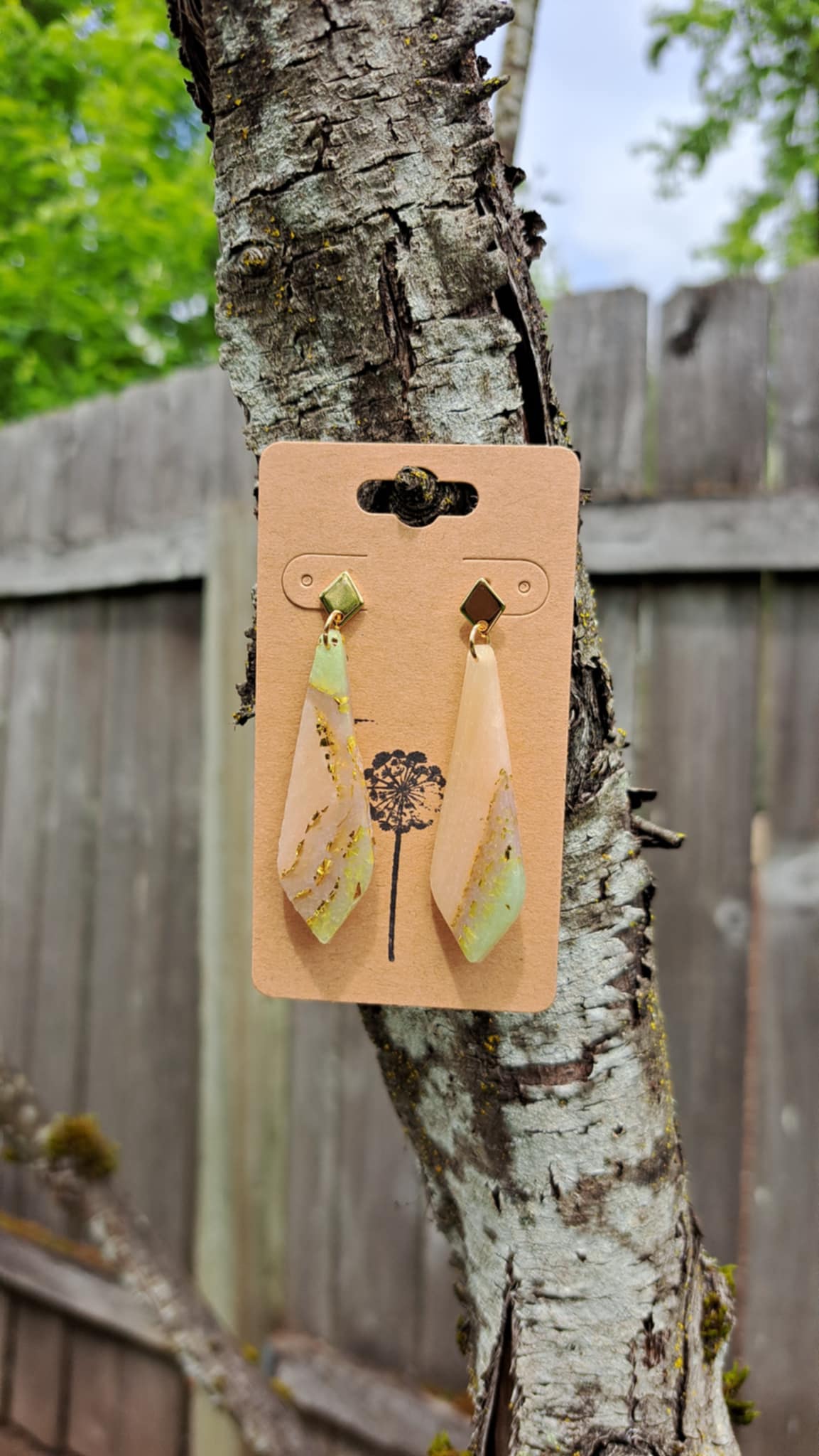 Agate Effect Polymer Clay Dangle Earrings (A)