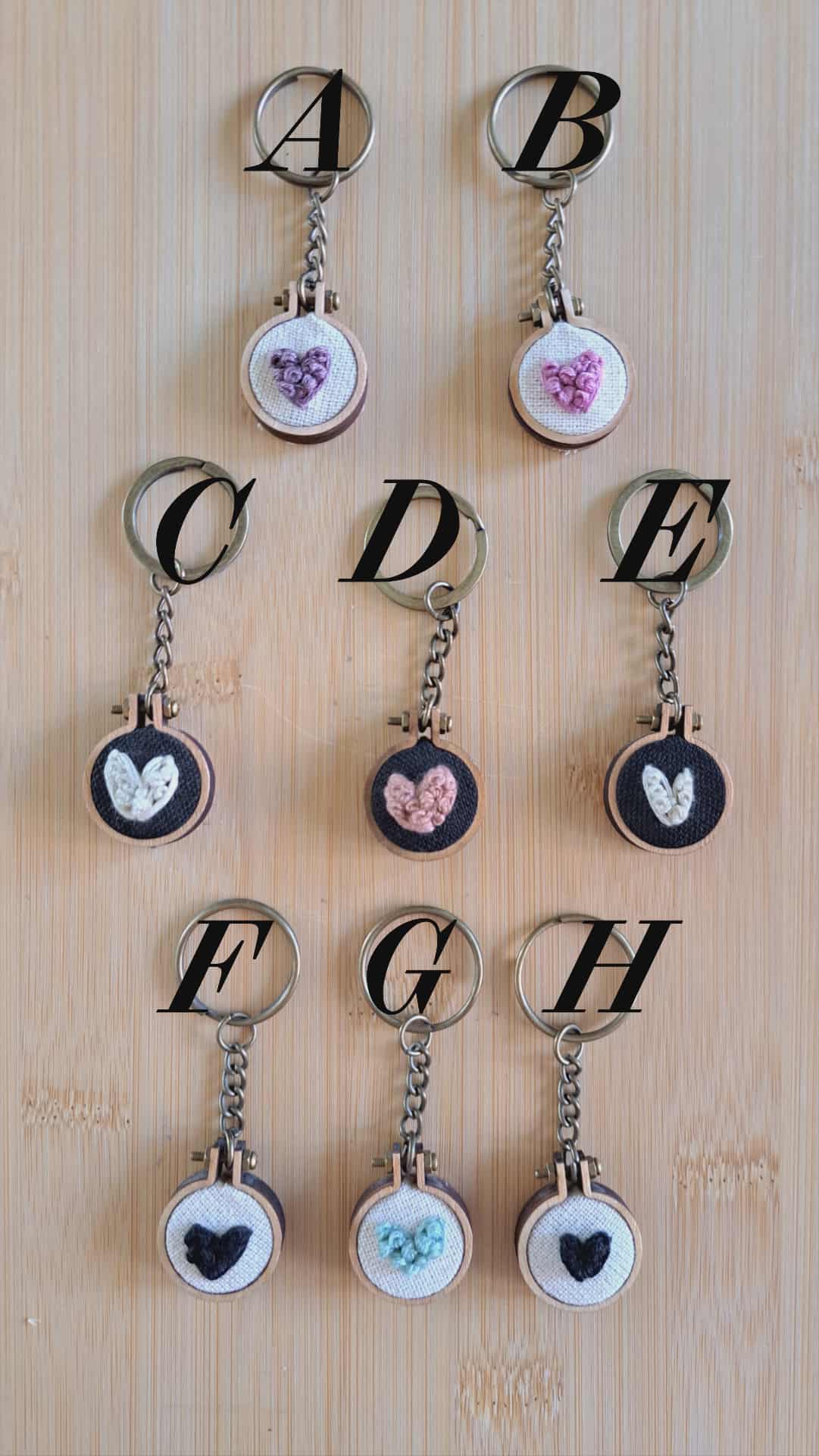 Handcrafted Embroidered Heart Keychain