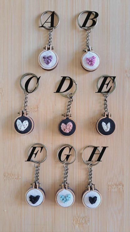 Handcrafted Embroidered Heart Keychain