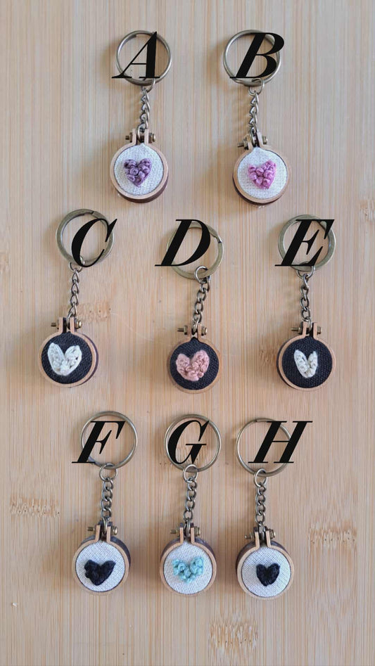 Handcrafted Embroidered Heart Keychain