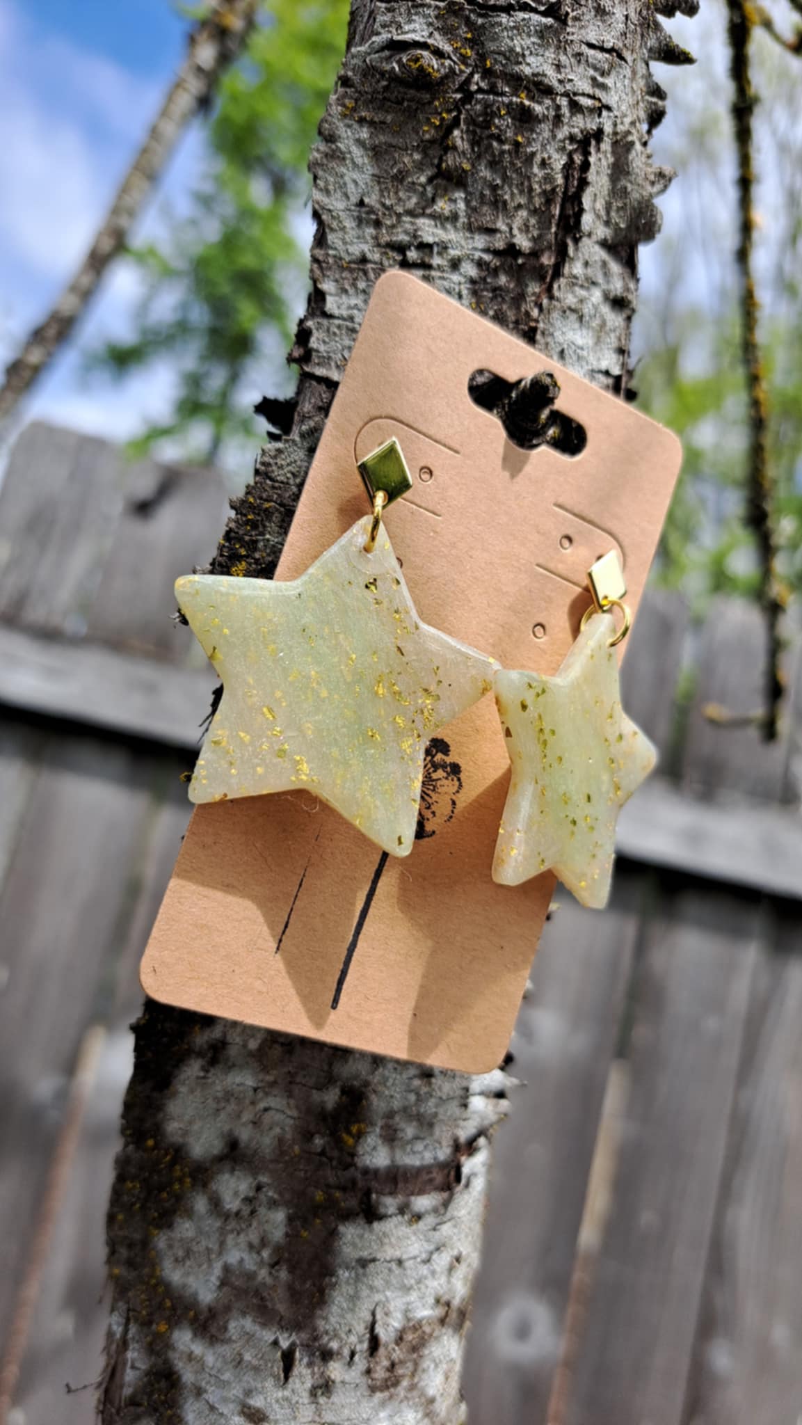 Sparkling Star Polymer Clay Dangle Earrings (D)