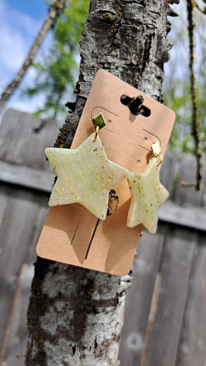 Sparkling Star Polymer Clay Dangle Earrings (D)